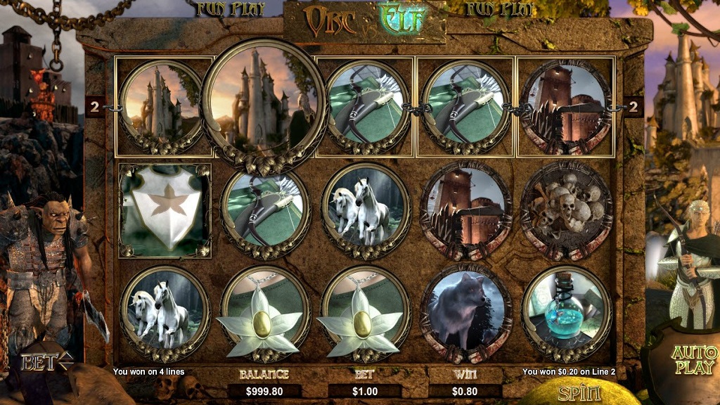 Screenshot of Orc Vs Elf slot from Real Time Gaming