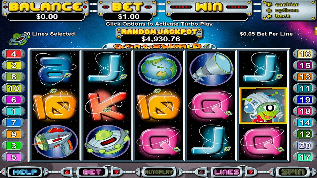 Screenshot of Outta This World slot from Real Time Gaming