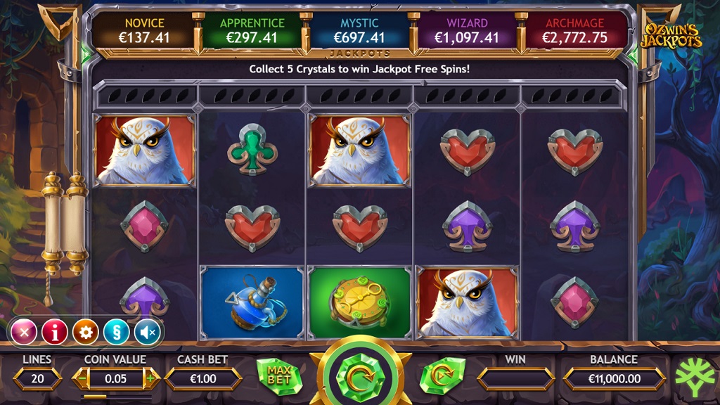 Screenshot of Ozwin's Jackpots slot from Yggdrasil Gaming