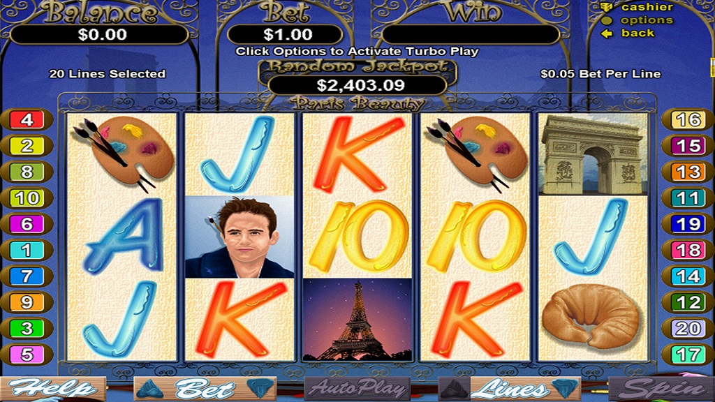 Screenshot of Paris Beauty slot from Real Time Gaming