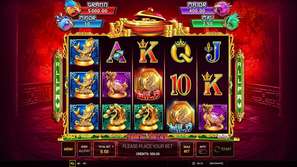 Screenshot of Phoenix Fortunes slot from Green Tube