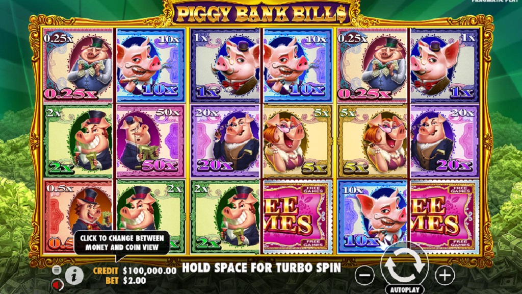 Screenshot of Piggy Bank Bills slot from Pragmatic Play
