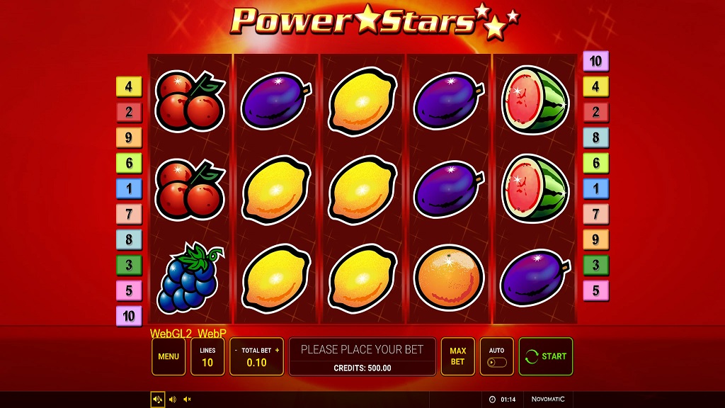 Screenshot of Power Stars slot from Green Tube