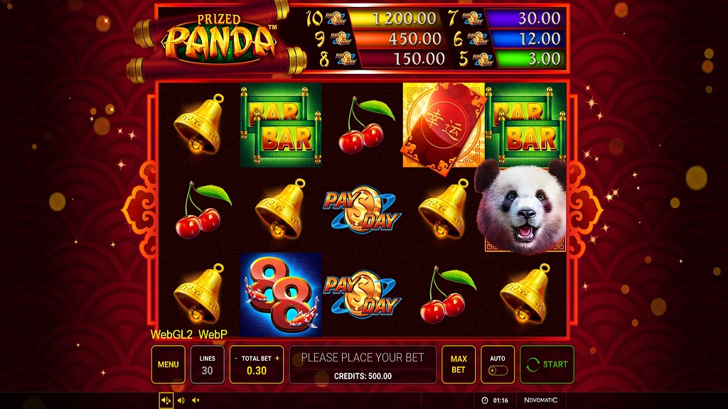 Screenshot of Prized Panda slot from Green Tube