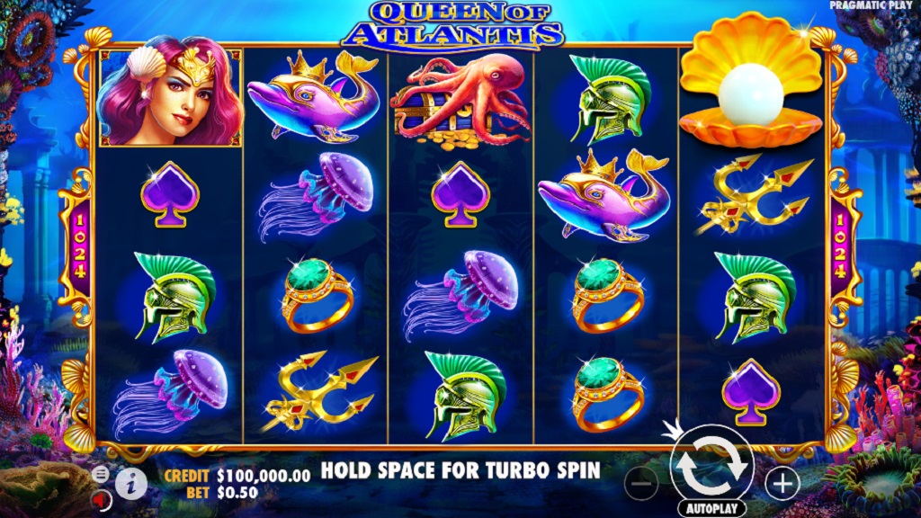 Screenshot of Queen of Atlantis slot from Pragmatic Play