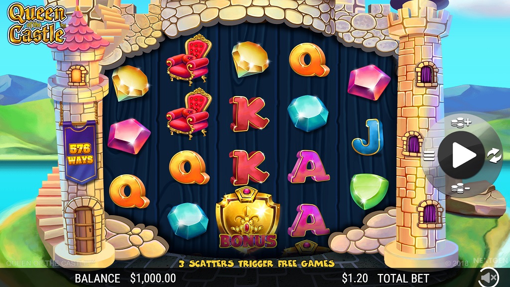 Screenshot of Queen of the Castle slot from NextGen Gaming