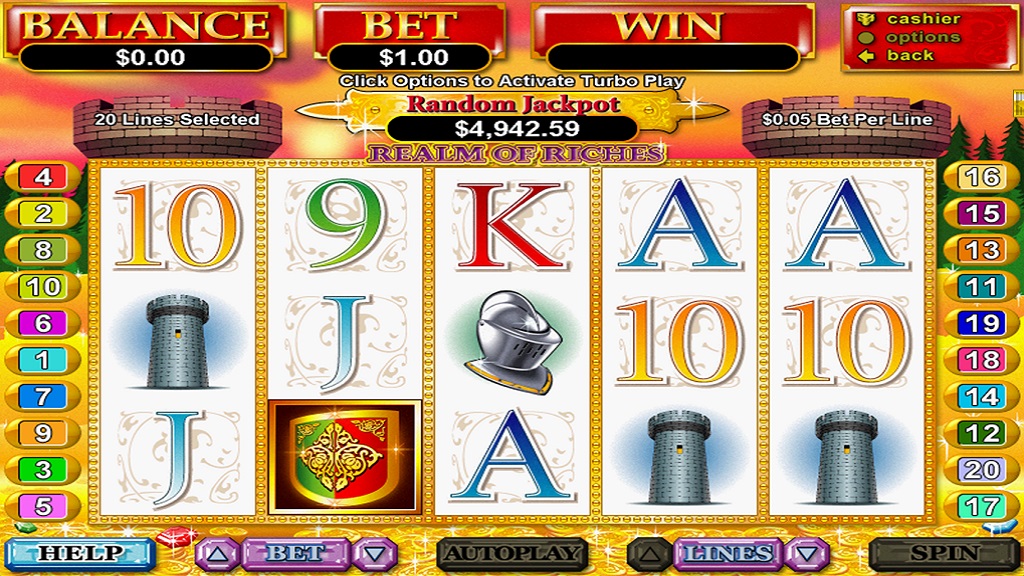 Screenshot of Realm of Riches slot from Real Time Gaming