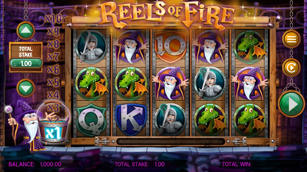 Screenshot of Reels of Fire slot from Core Gaming