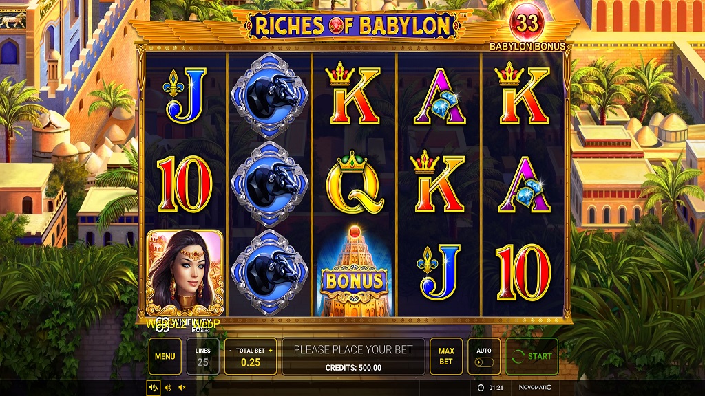 Screenshot of Riches of Babylon slot from Green Tube