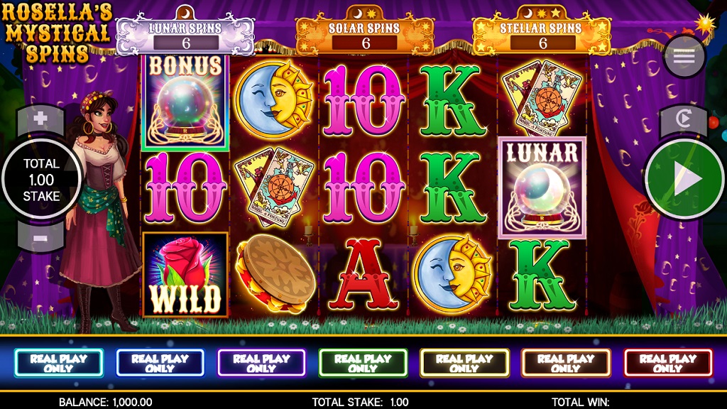 Screenshot of Rosellas Mystical Spins slot from Core Gaming