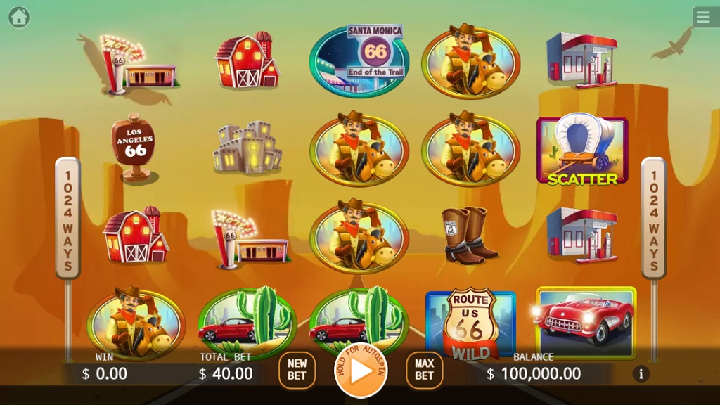Screenshot of Route 66 slot from Ka Gaming
