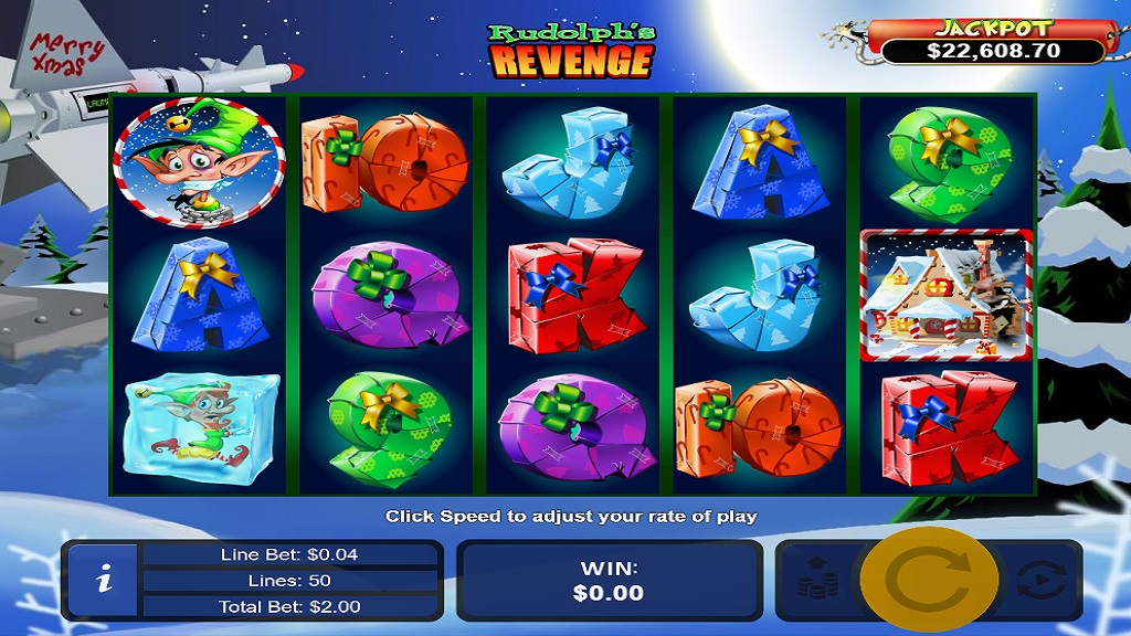 Screenshot of Rudolph's Revenge slot from Real Time Gaming