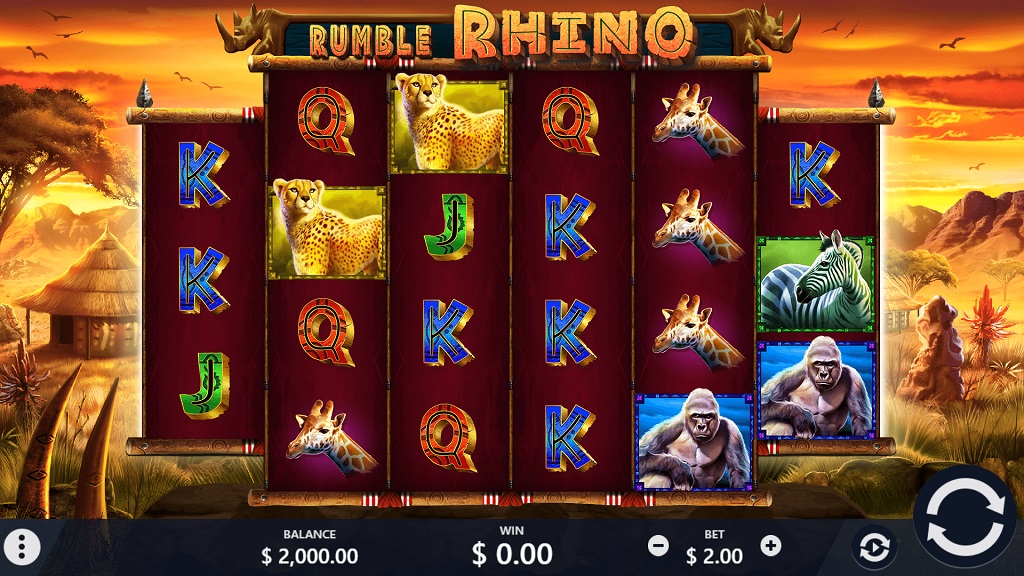 Screenshot of Rumble Rhino slot from Pariplay