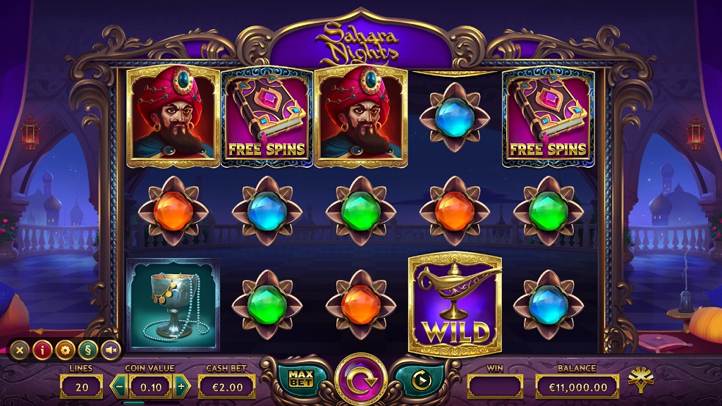 Screenshot of Sahara Nights slot from Yggdrasil Gaming