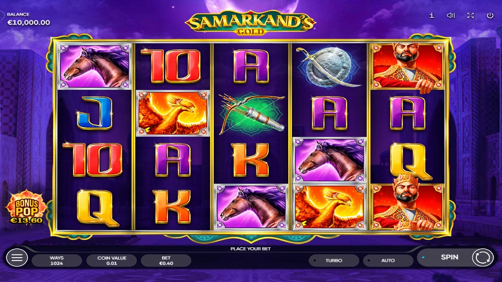 Screenshot of Samarkand's Gold slot from Endorphina