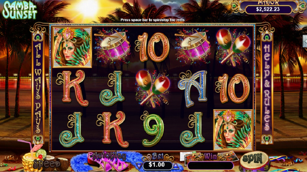 Screenshot of Samba Sunset slot from Real Time Gaming