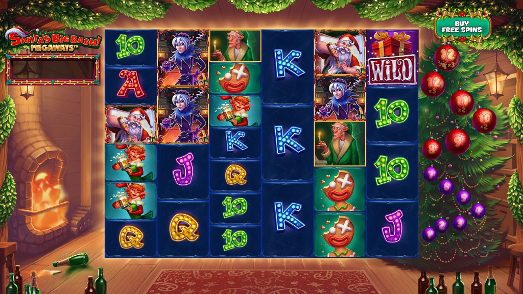 Screenshot of Santa's Big Bash Megaways slot from IronDog