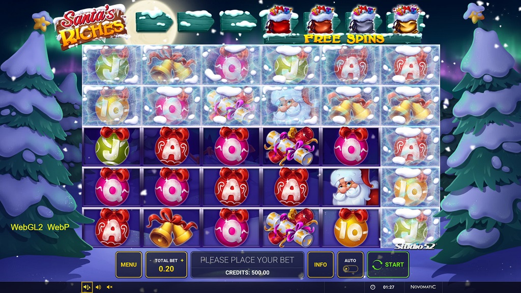 Screenshot of Santa’s Riches slot from Green Tube