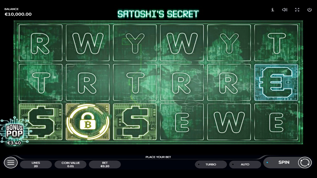 Screenshot of Satoshi’s Secret slot from Endorphina