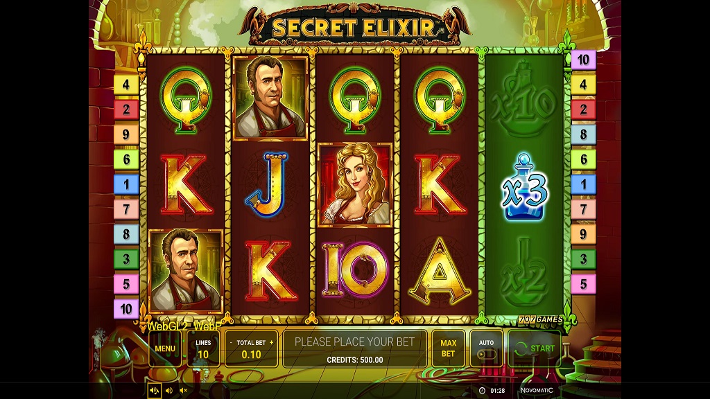 Screenshot of Secret Elixir slot from Green Tube