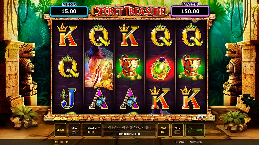 Screenshot of Secret Treasure slot from Green Tube