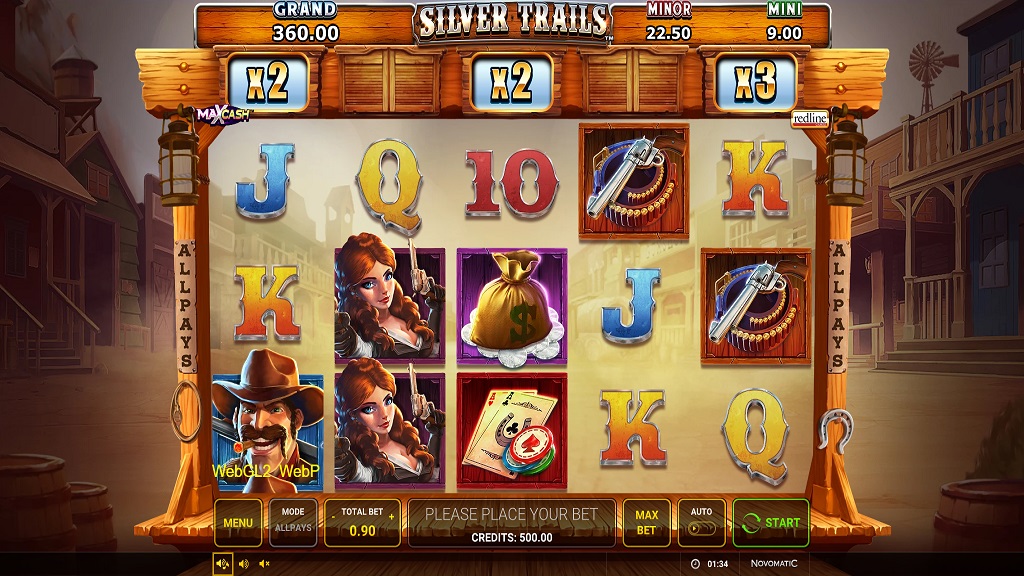 Screenshot of Silver Trails slot from Green Tube