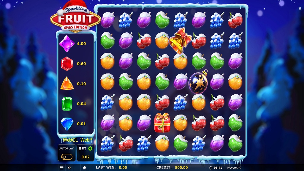 Screenshot of Sparkling Fruit Match 3 Xmas Edition slot from Green Tube