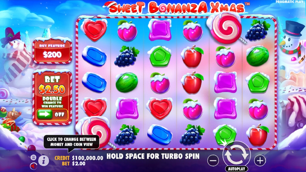 Screenshot of Sweet Bonanza Xmas slot from Pragmatic Play