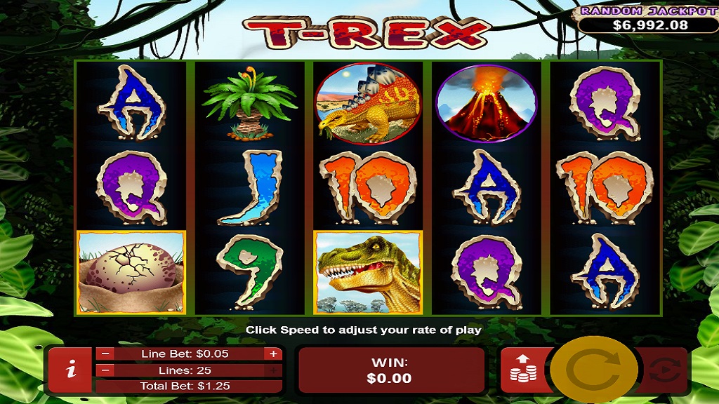 Screenshot of T-Rex slot from Real Time Gaming 