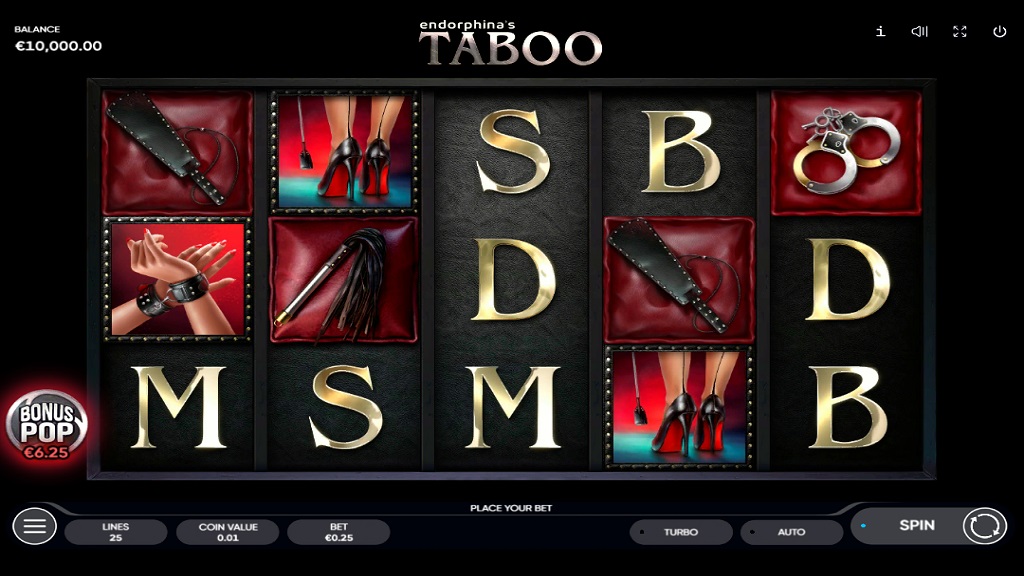 Screenshot of Taboo slot from Endorphina