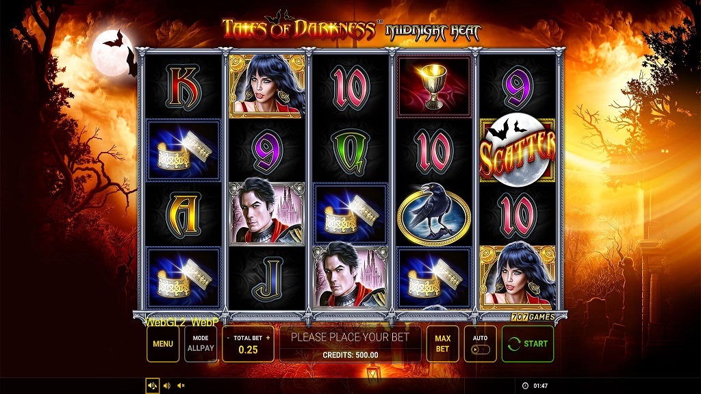 Screenshot of Tales of Darkness - Midnight Heat slot from Green Tube