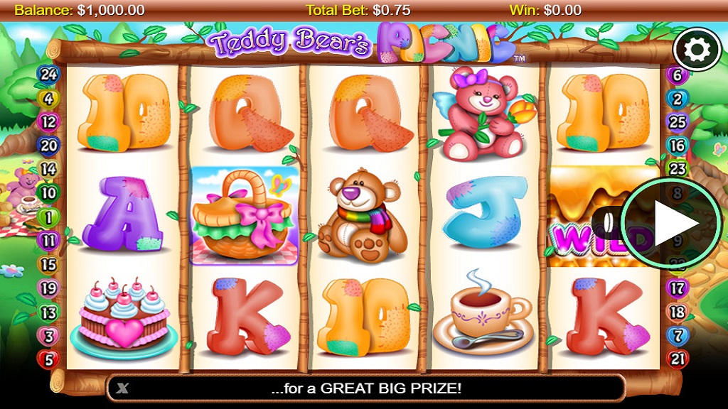 Screenshot of Teddy Bears Picnic slot from NextGen Gaming