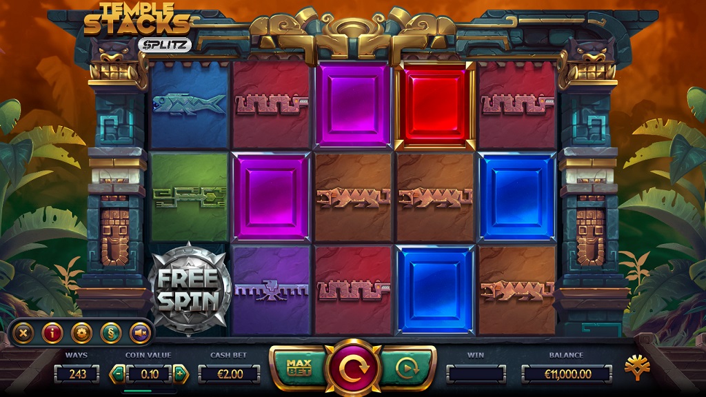 Screenshot of Temple Stacks Splitz slot from Yggdrasil Gaming