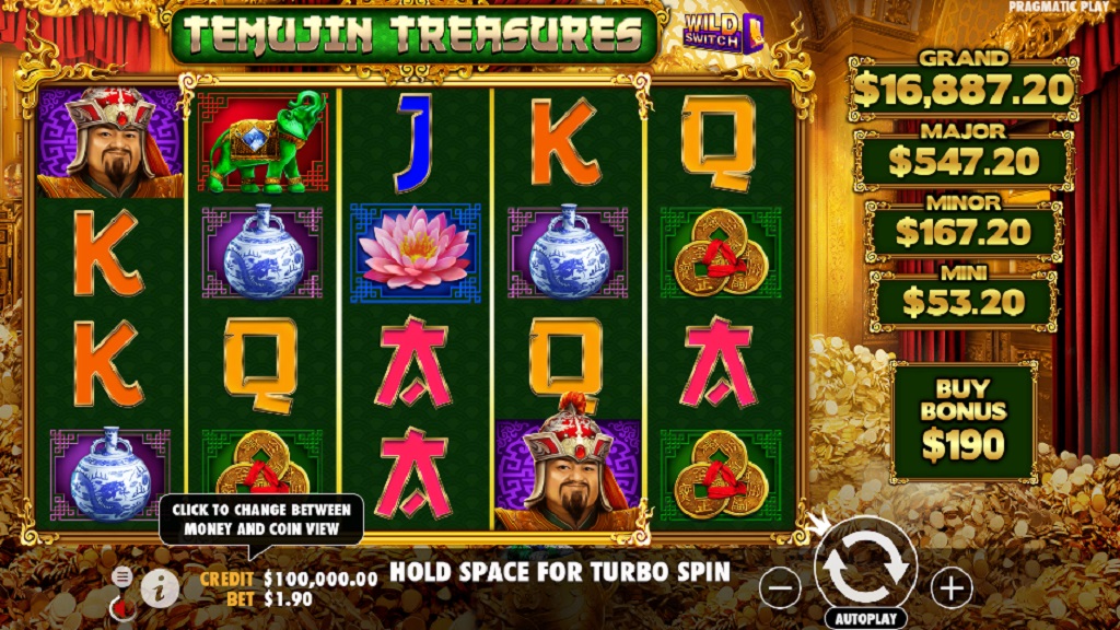 Screenshot of Temujin Treasures slot from Pragmatic Play