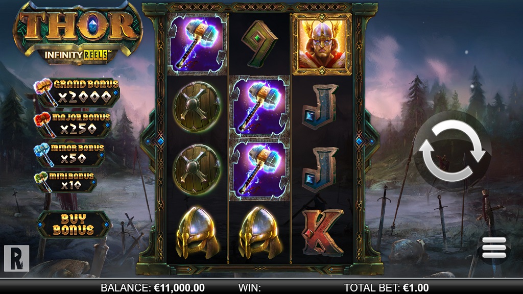 Screenshot of Thor Infinity Reels slot from Yggdrasil Gaming