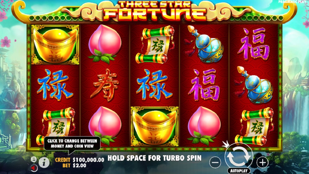 Screenshot of Three Star Fortune slot from Pragmatic Play