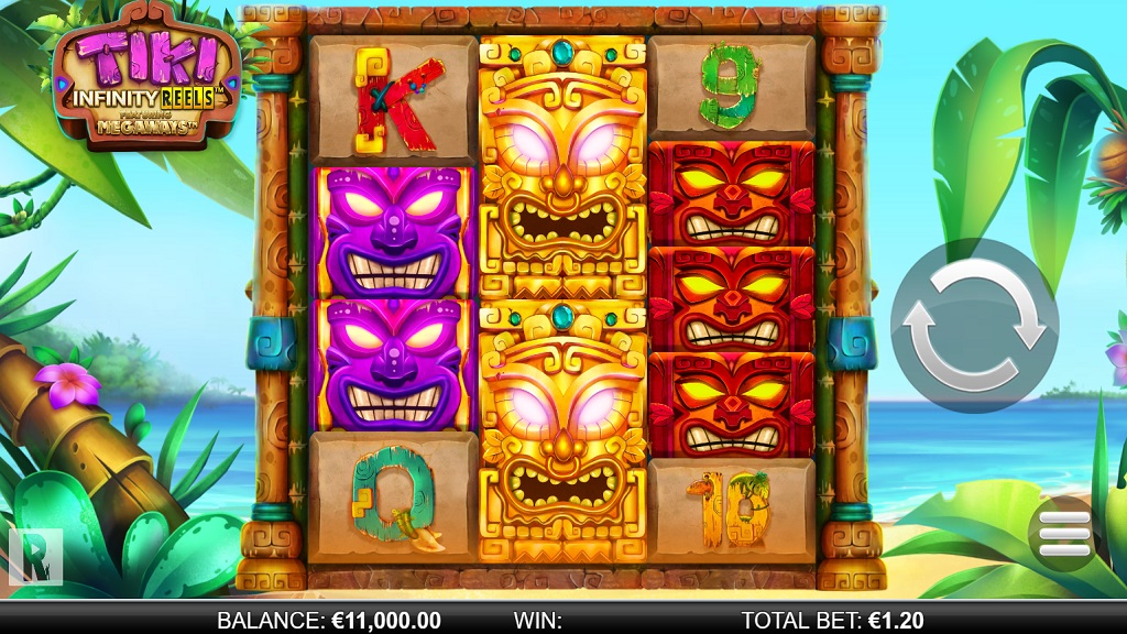 Screenshot of Tiki Infinity Reels Megaways slot from Yggdrasil Gaming