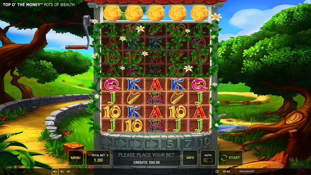 Screenshot of Top of the Money Pots of Wealth slot from Green Tube