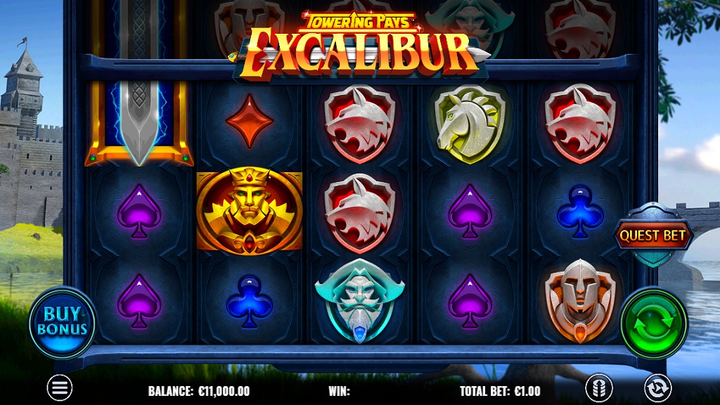 Screenshot of Towering Pays Excalibur slot from Yggdrasil Gaming
