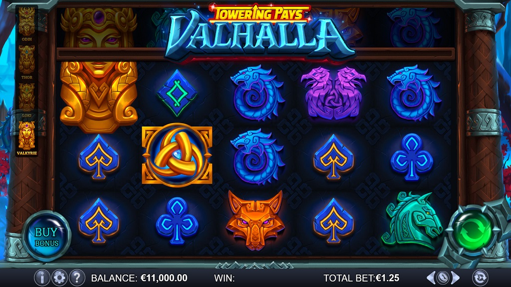 Screenshot of Towering Pays Valhalla slot from Yggdrasil Gaming
