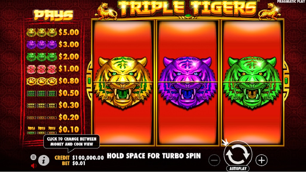 Screenshot of Triple Tigers slot from Pragmatic Play