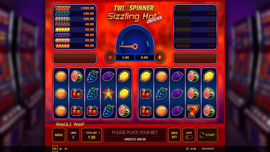 Screenshot of Twin Spinner Sizzling Hot deluxe slot from Green Tube