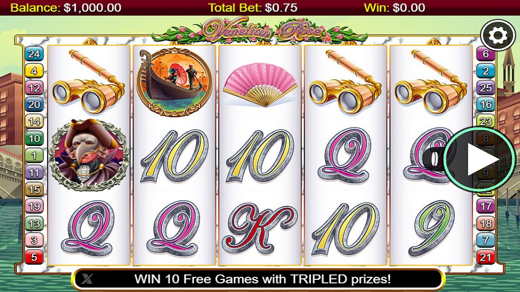 Screenshot of Venetian Rose slot from NextGen Gaming