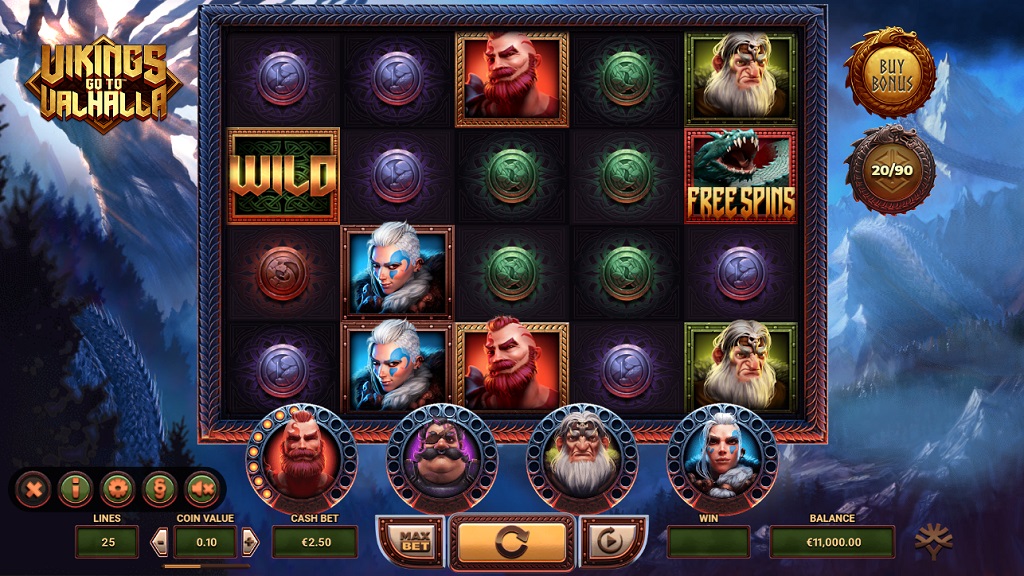 Screenshot of Vikings go to Valhalla slot from Yggdrasil Gaming