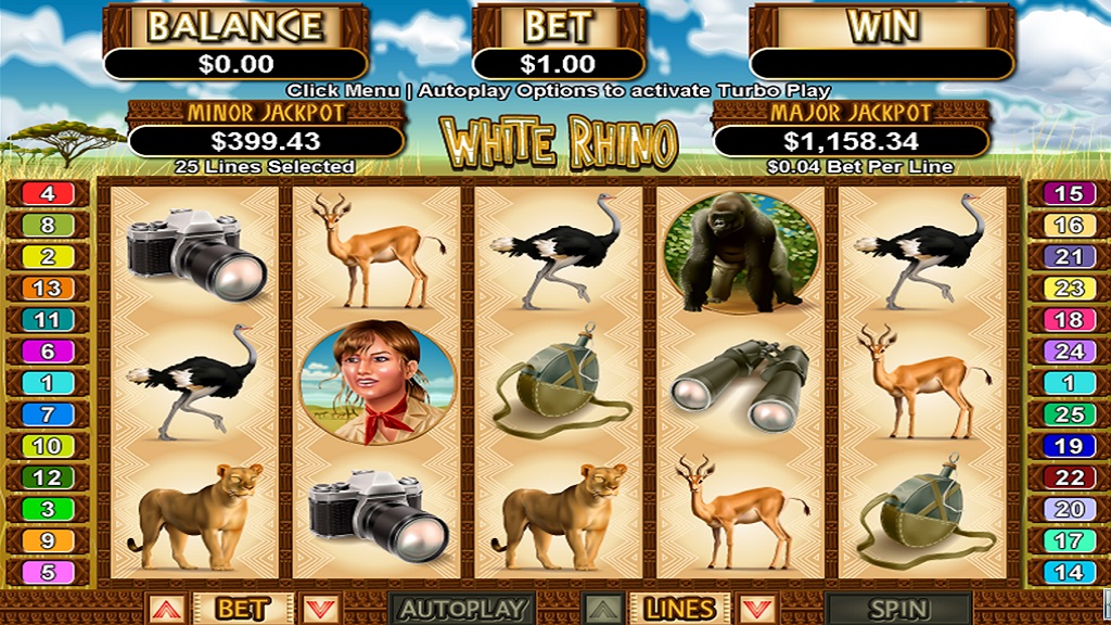 Screenshot of White Rhino slot from Real Time Gaming