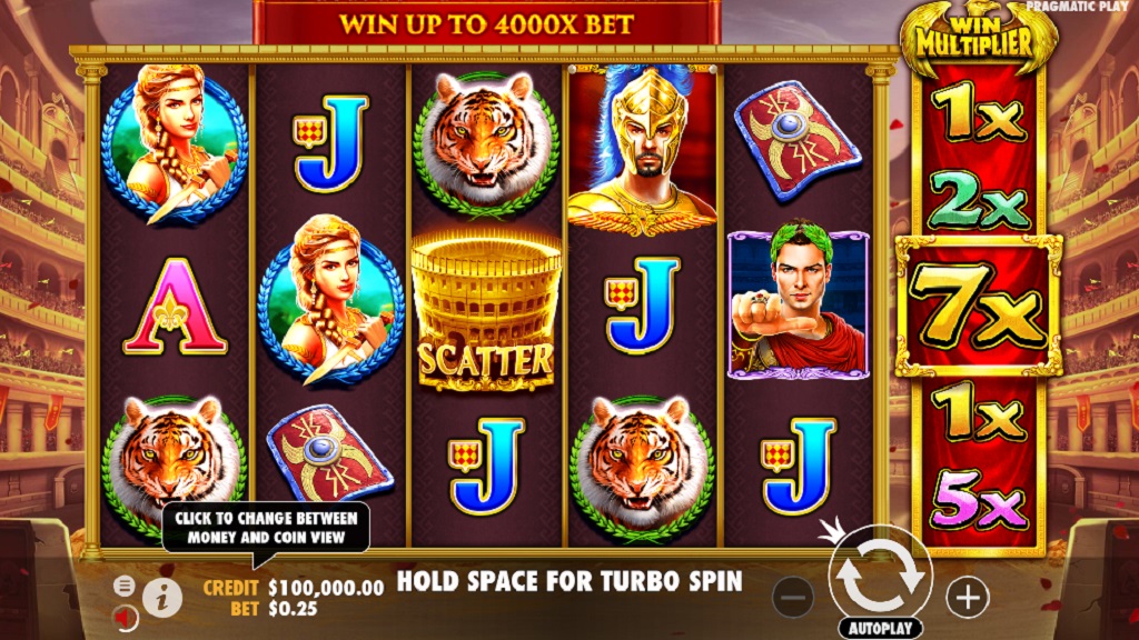 Screenshot of Wild Gladiators slot from Pragmatic Play