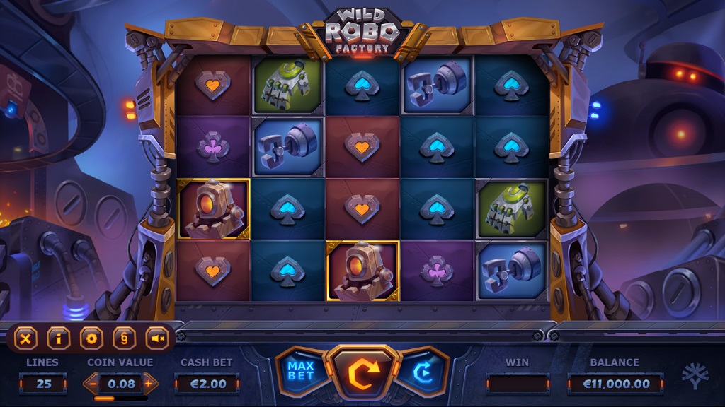 Screenshot of Wild Robo Factory slot from Yggdrasil Gaming