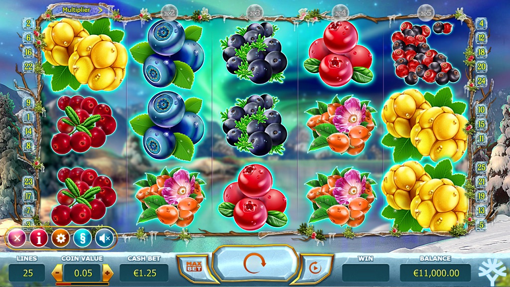 Screenshot of Winter Berries slot from Yggdrasil Gaming