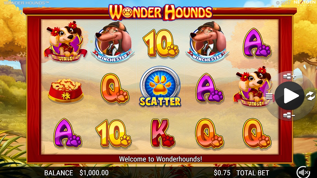 Screenshot of Wonder Hounds slot from NextGen Gaming