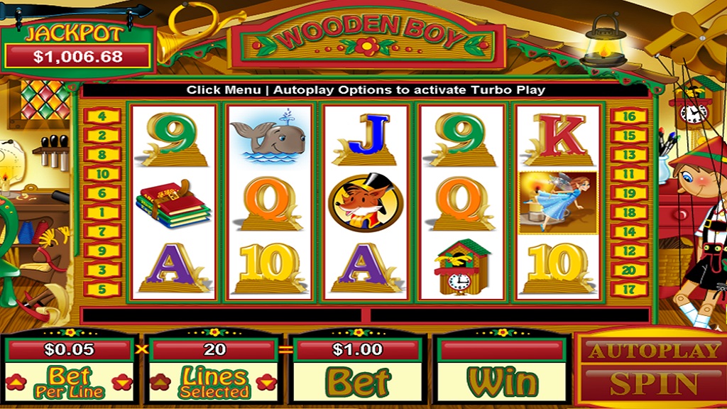 Screenshot of Wooden Boy slot from Real Time Gaming